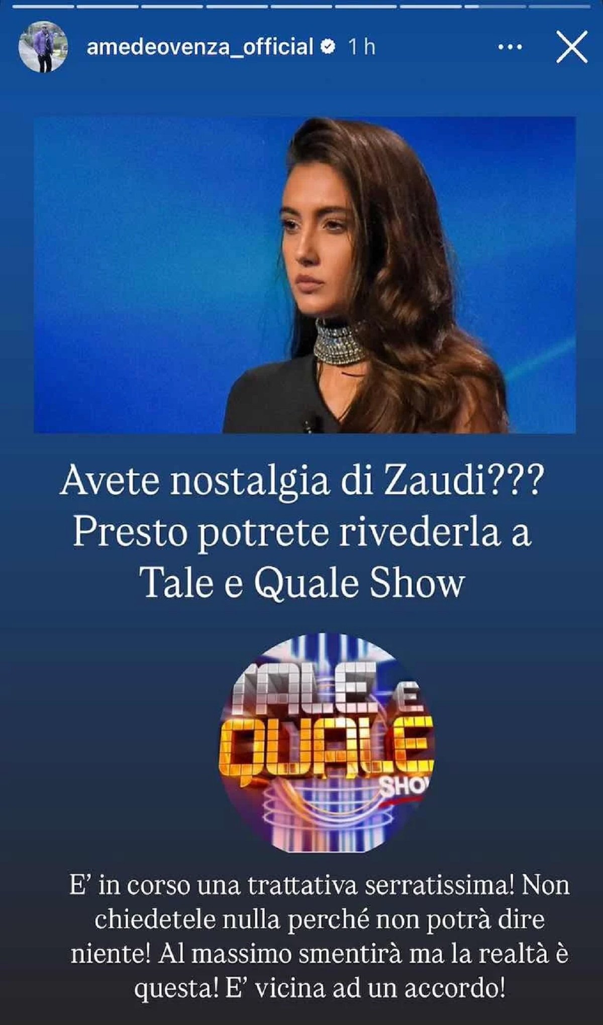 Zeudi Di Palma nel programma Rai tale e quale show